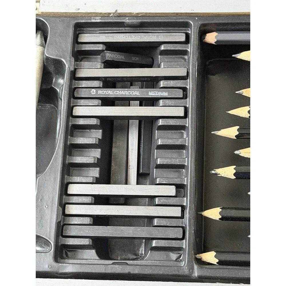 Royal & Langnickel Drawing Sketching Art Set Wood Case Graphite Charcoal Pastel